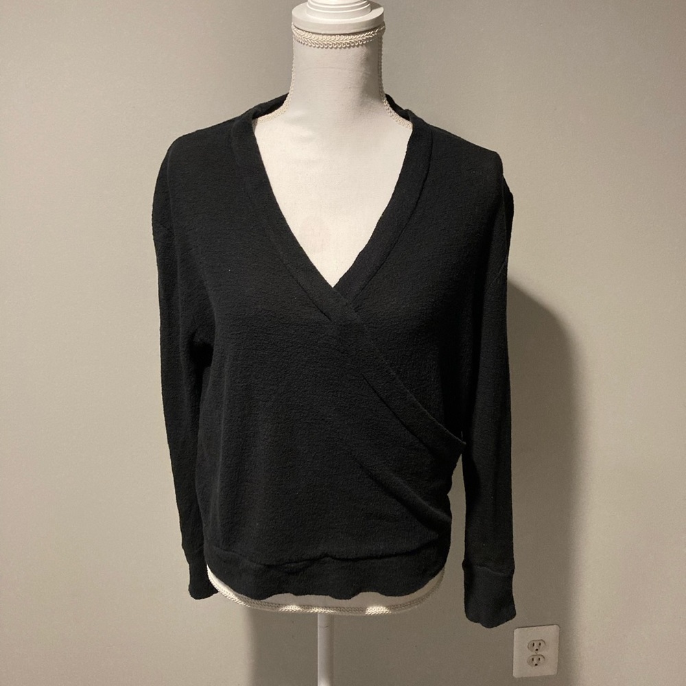 Madewell Black V-Neck Wrap Sweater Top